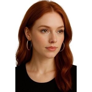 Gold Tone Large‎ Hoop Earrings Women's Classic Everyday Jewelry Accessories